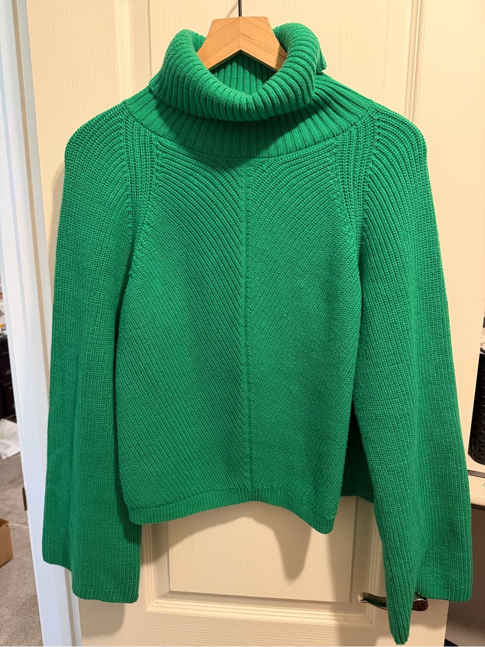 Anthropologie Maeve Bright Green Ribbed Turtleneck Sweater XL